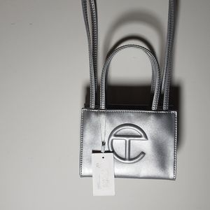 Small telfar bag in silver